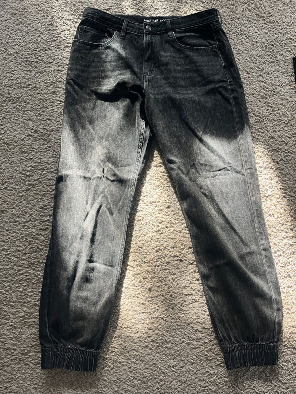 Michael Kors Women's Washed Black Relaxed Jogger Jeans